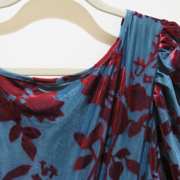 ESHAKTI WAYWARD FANCIES Floral Velvet Burnout Smocked Waist Tiered Dress Evening - Picture 12 of 16